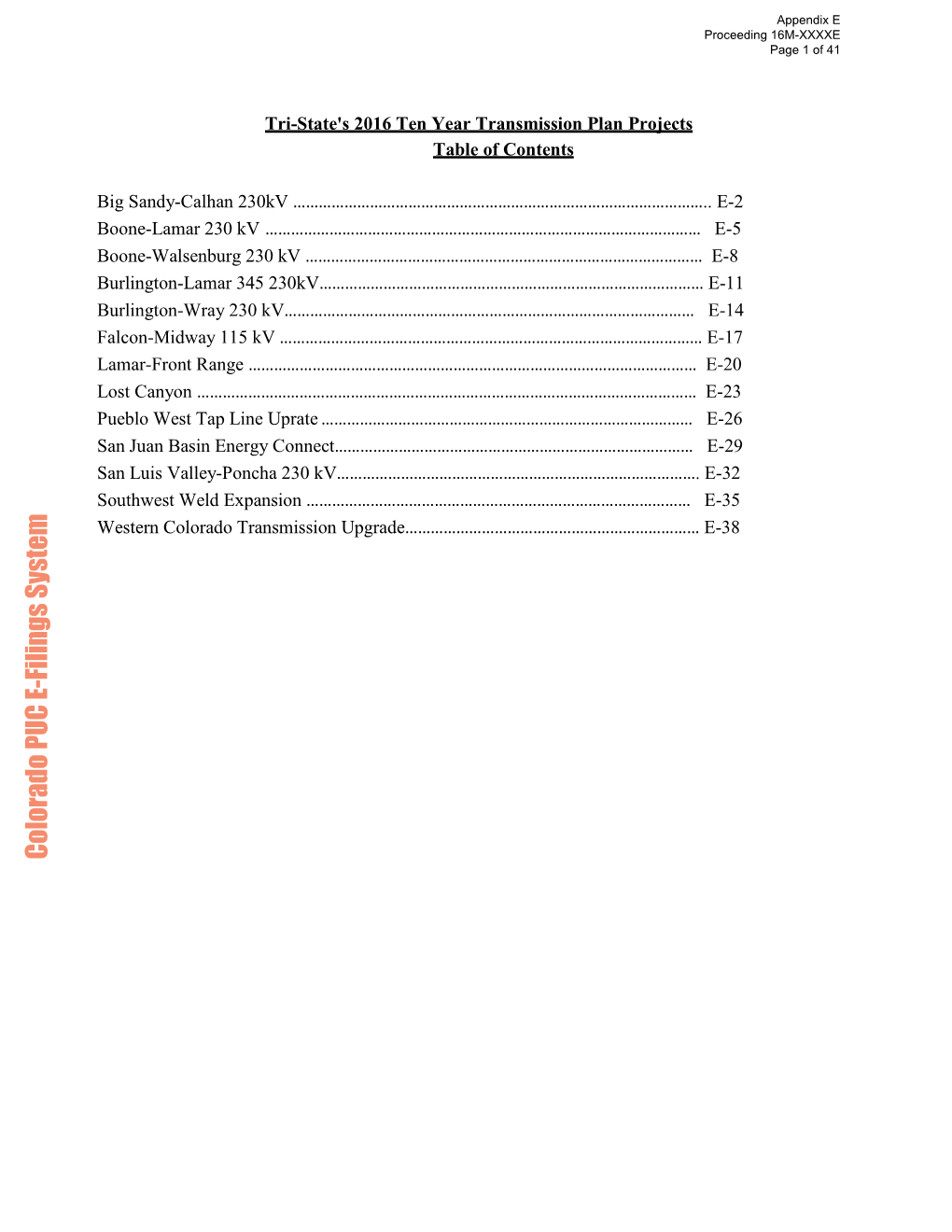 Appendix E Proceeding 16M-XXXXE Page 1 of 41