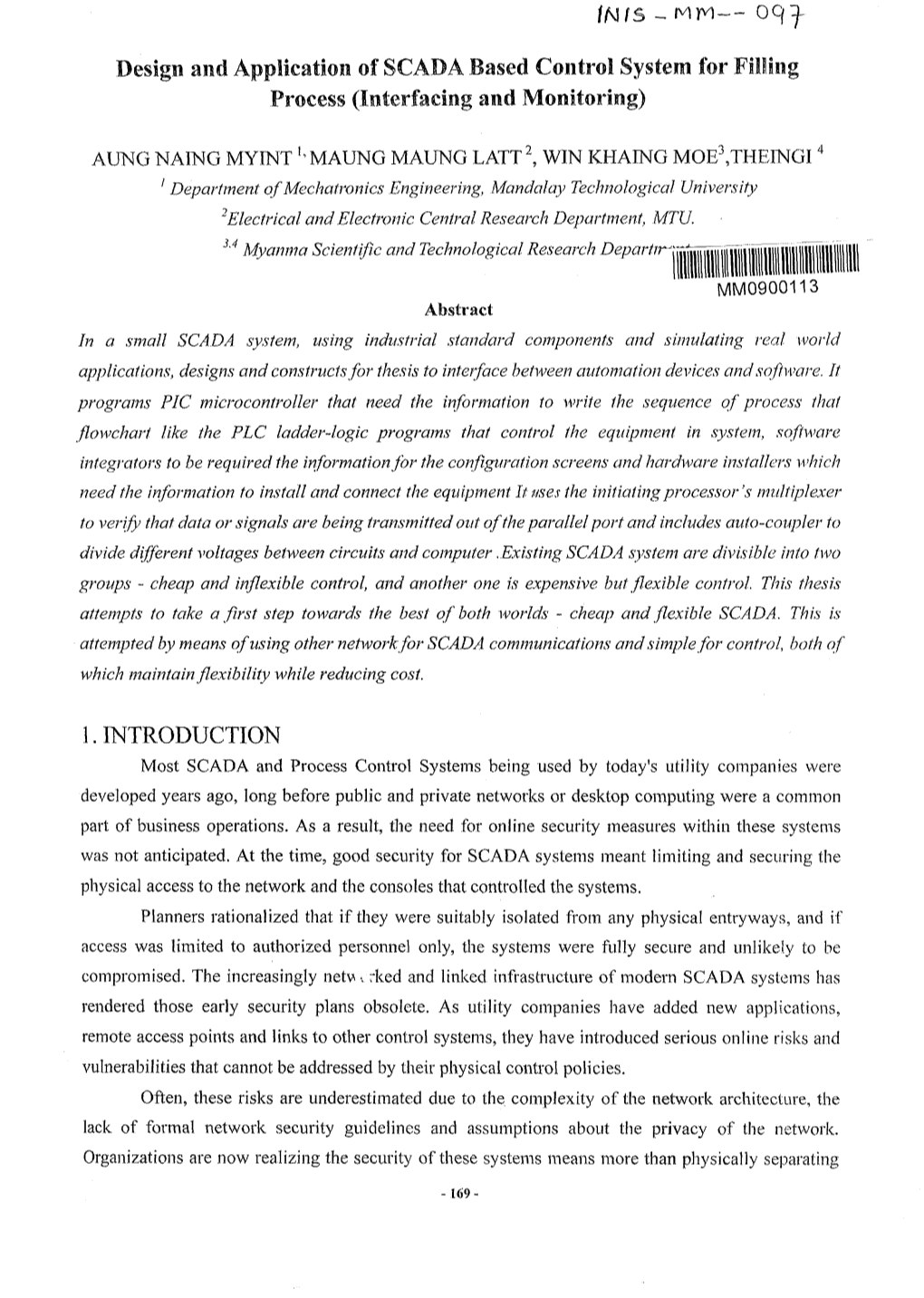 Design and Application of SCADA Based Control System for Filling Process (Interfacing and Monitoring)