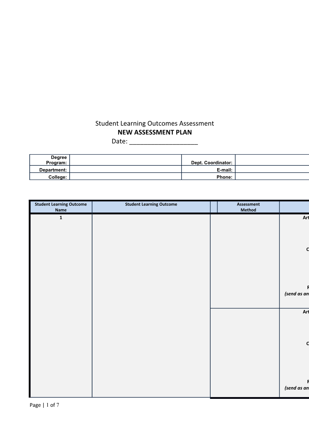 Student Learning Outcomes Assessment