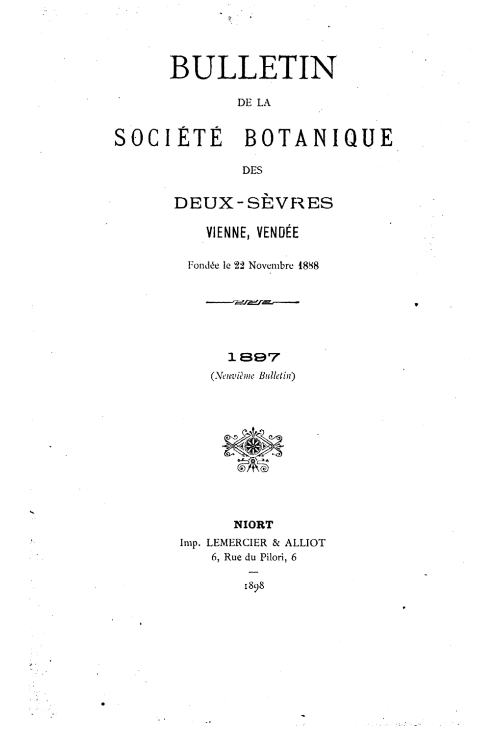 Bulletin De La Société Botanique Des Deux-Sèvres-1897