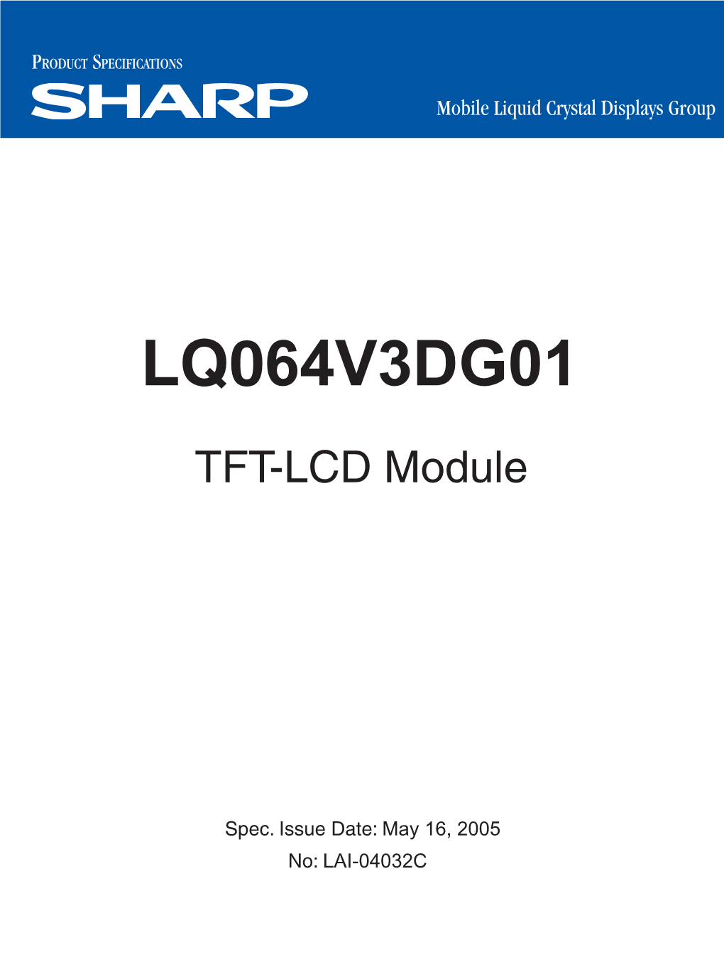 LQ064V3DG01 TFT-LCD Module