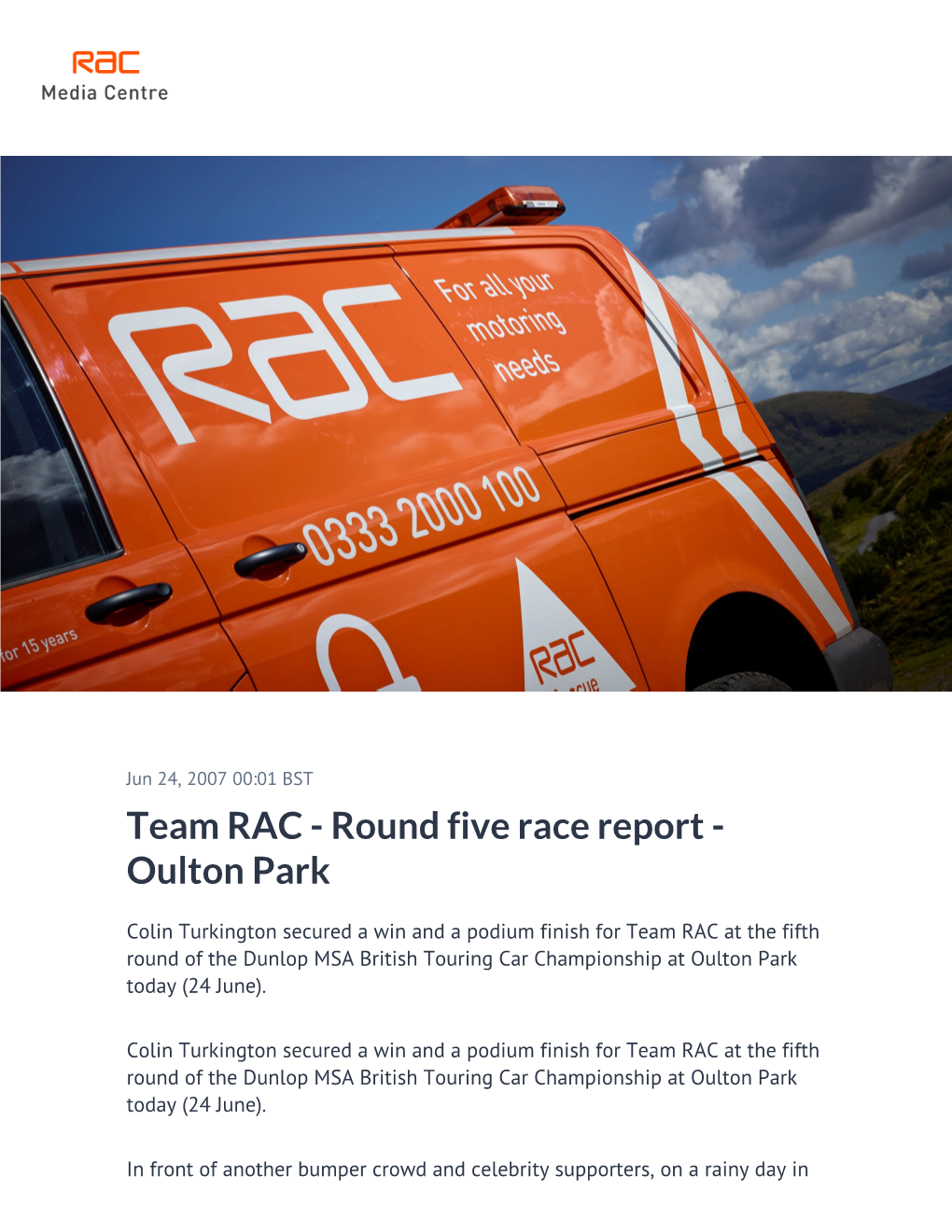 Team RAC - Round Five Race Report - Oulton Park