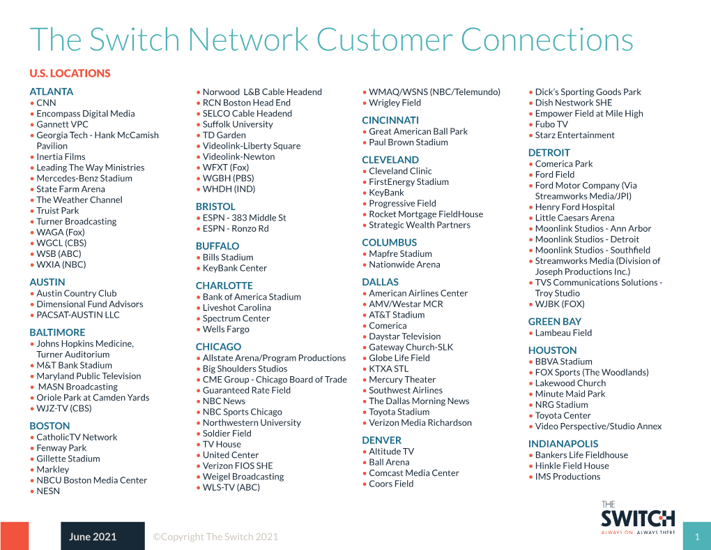 The Switch Network Customer Connections