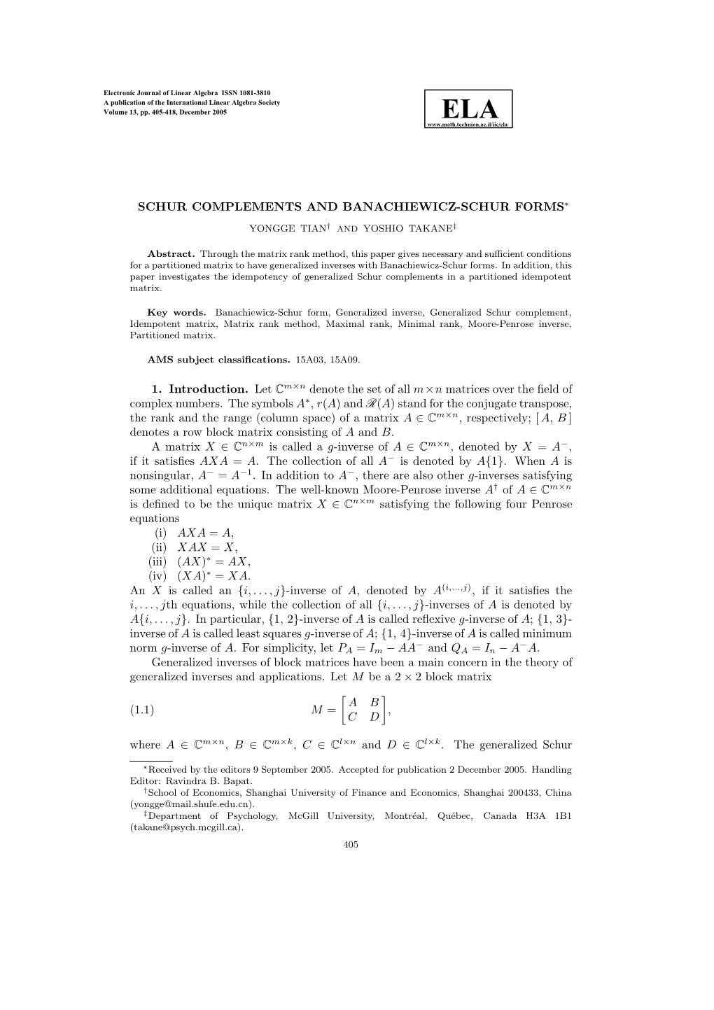 Schur Complements and Banachiewicz-Schur Forms∗