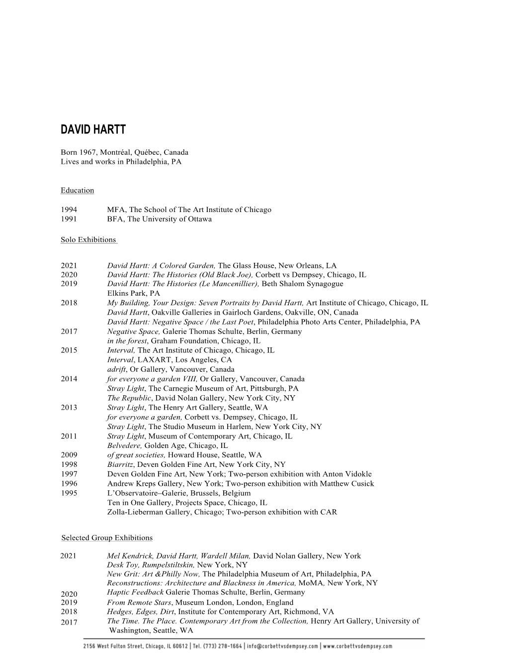 David Hartt CV