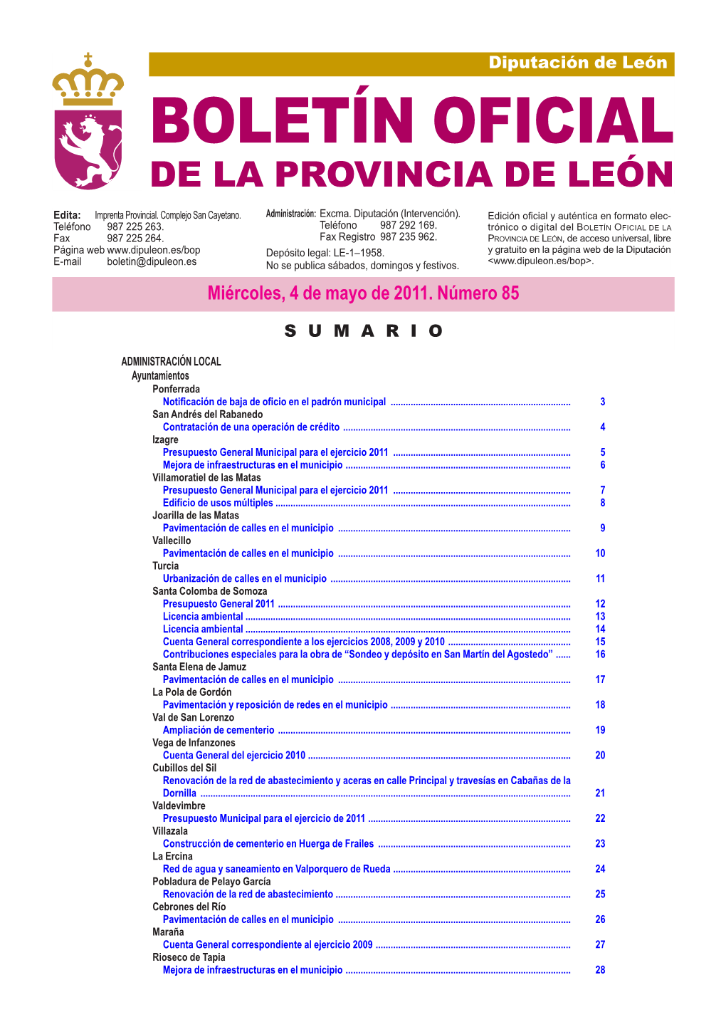 Boletín Oficial De La Provincia De León