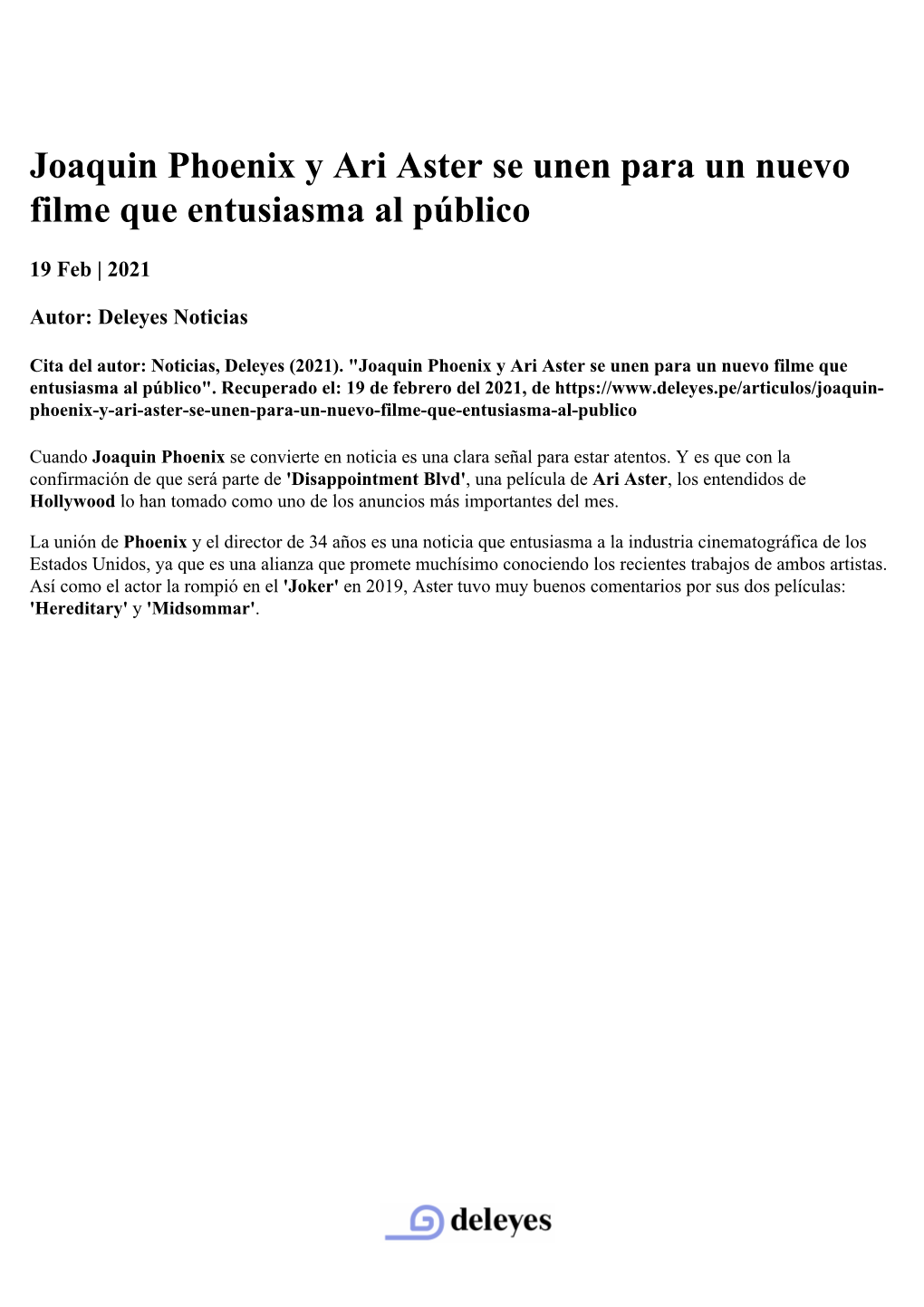Joaquin Phoenix Y Ari Aster Se Unen Para Un Nuevo Filme Que Entusiasma Al Público
