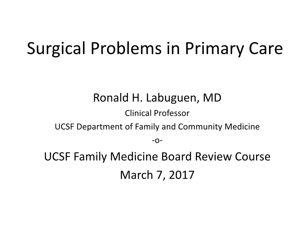 Surgical Problems in Primary Care