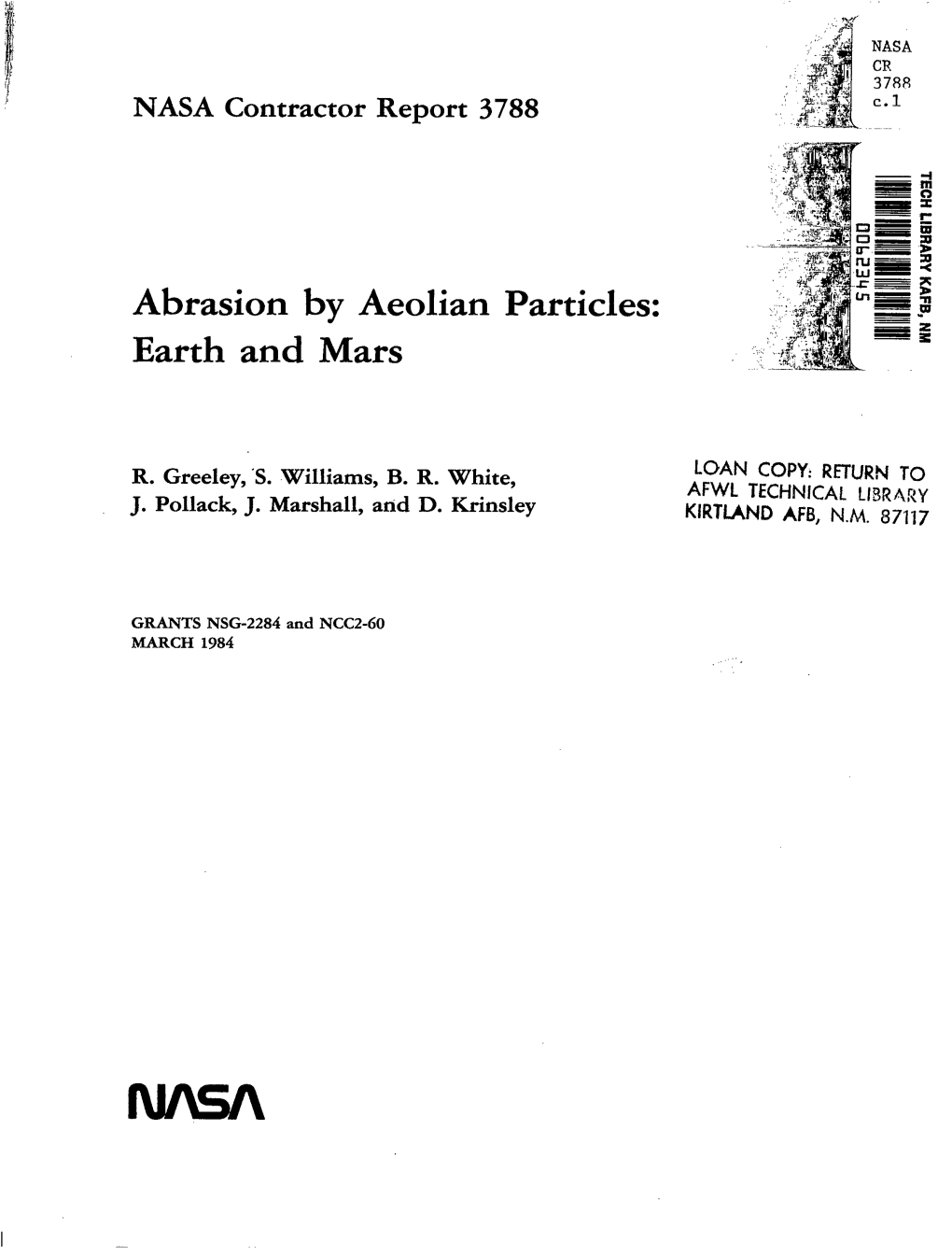 Abrasion by Aeolian Particles: Earth and Mars