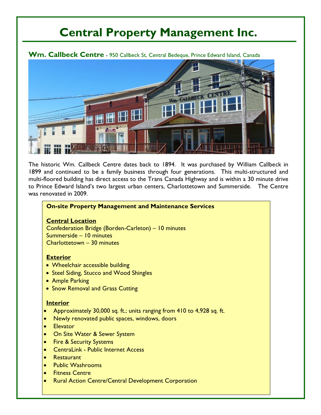 Central Property Management Inc