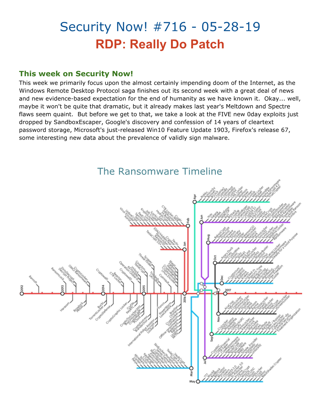 Security Now! #716 - 05-28-19 RDP: Really Do Patch