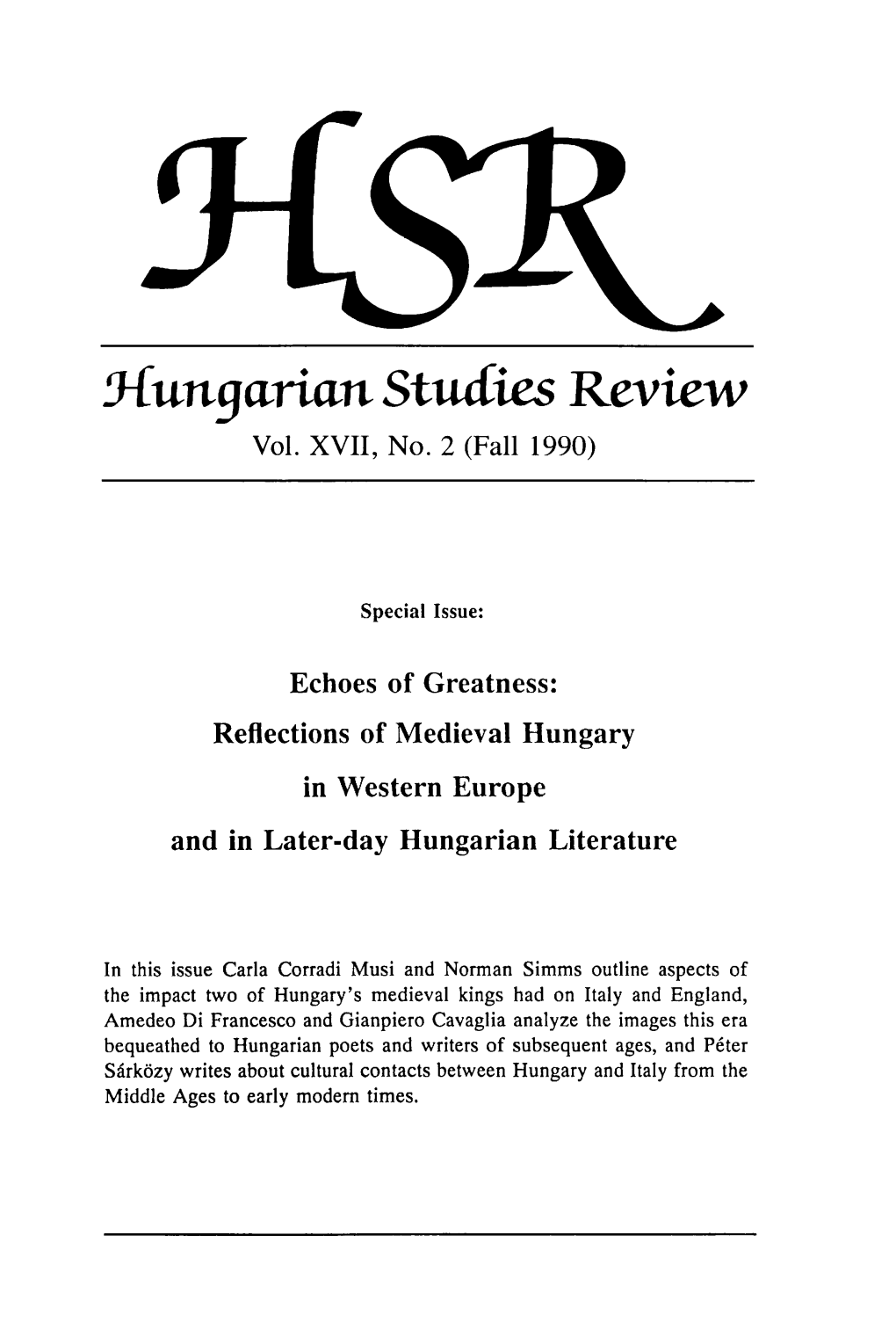 Hungarian Studies Review