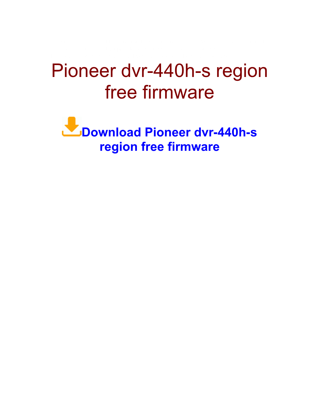 Pioneer Dvr-440H-S Region Free Firmware