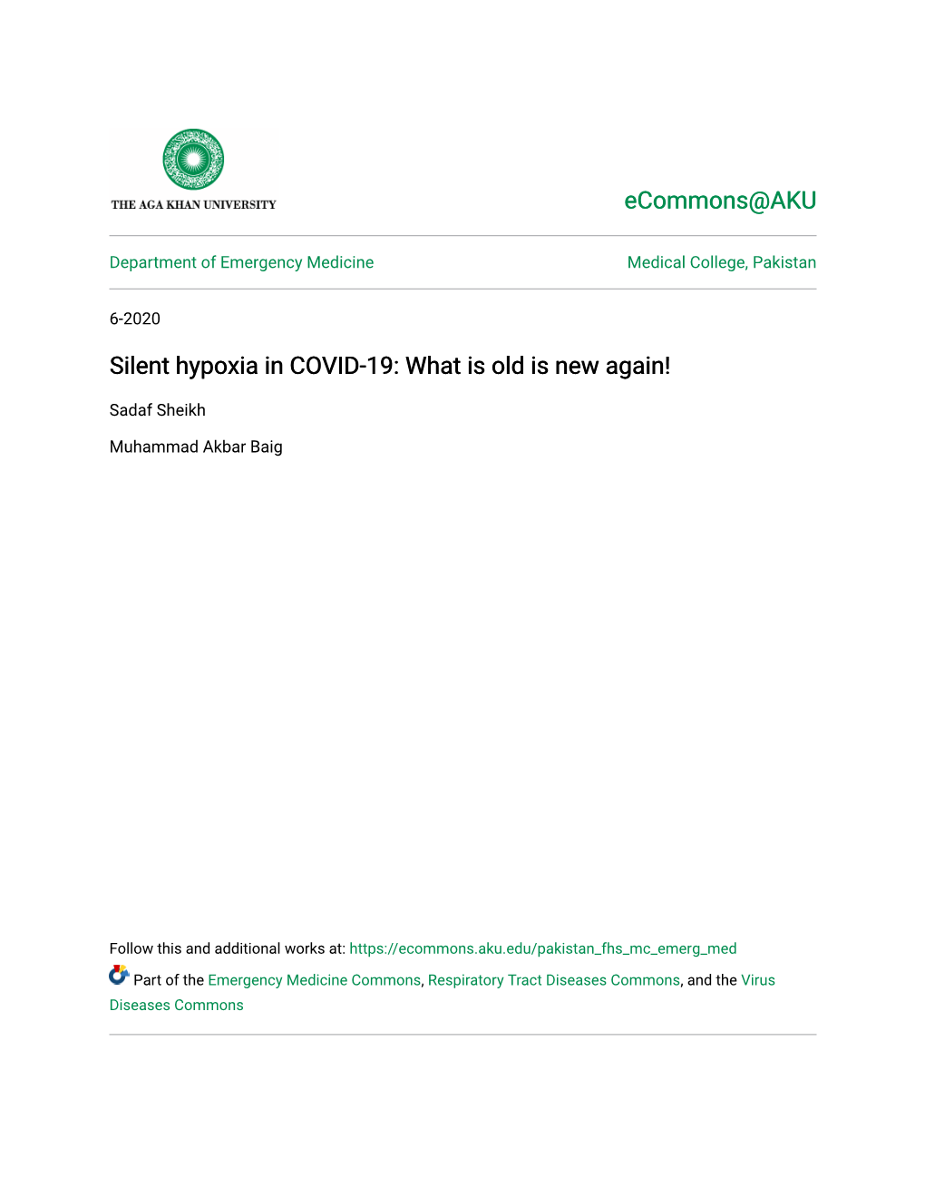 Silent Hypoxia in COVID-19: What Is Old Is New Again!