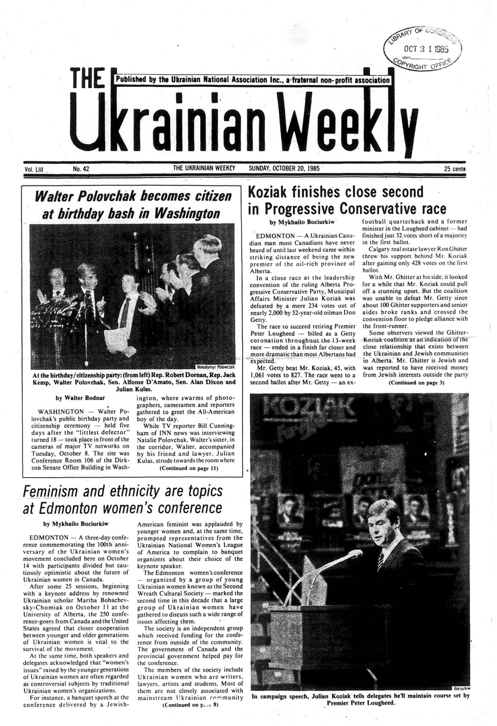 The Ukrainian Weekly 1985, No.42