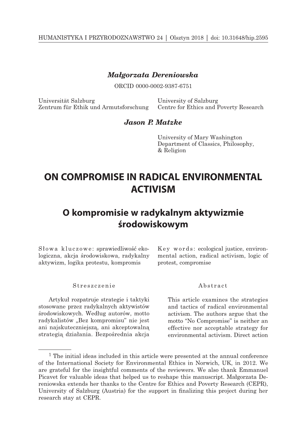 On Compromise in Radical Environmental Activism