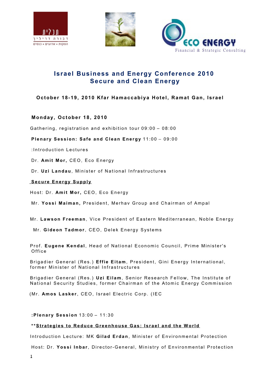 Israel Business and Energy Conference 2010