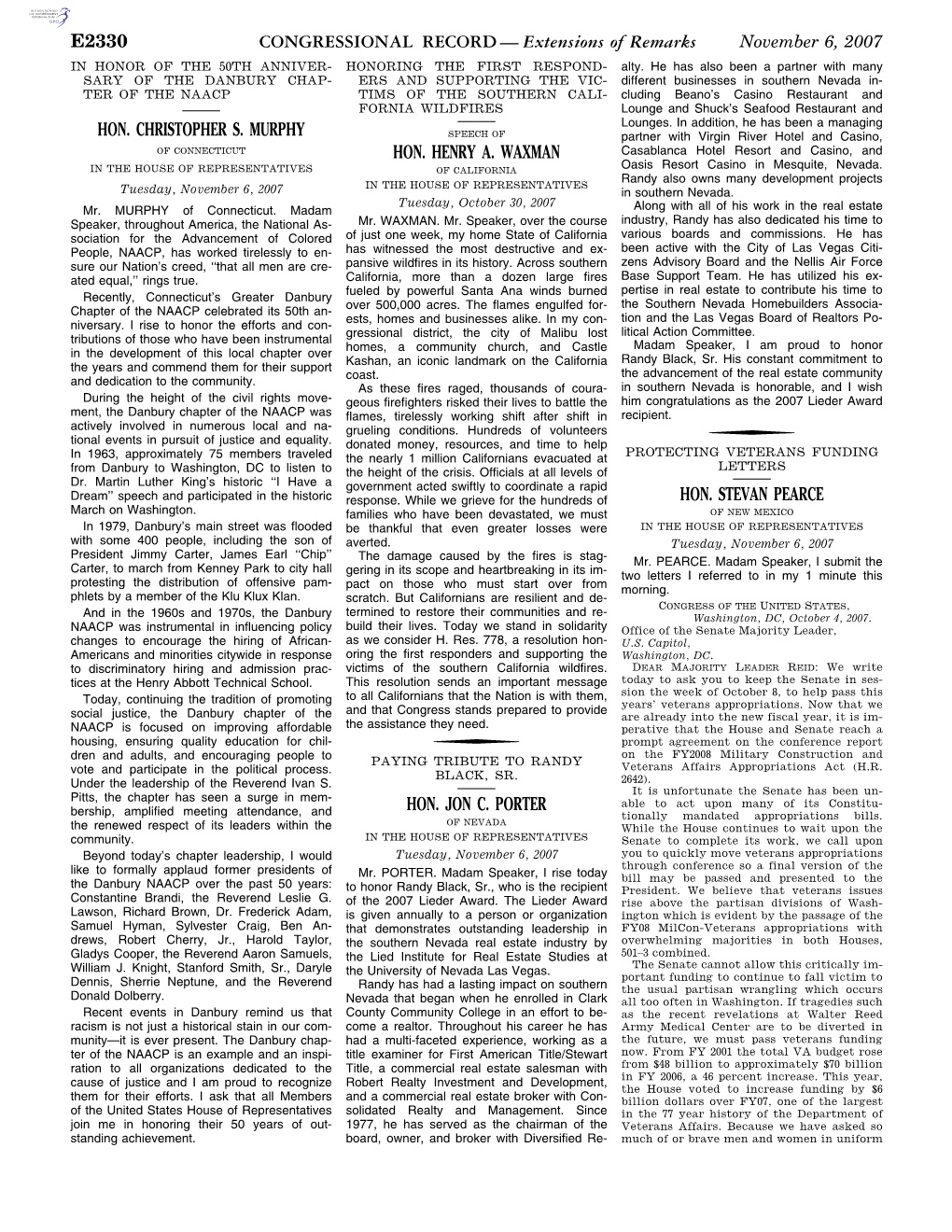 CONGRESSIONAL RECORD— Extensions of Remarks E2330 HON