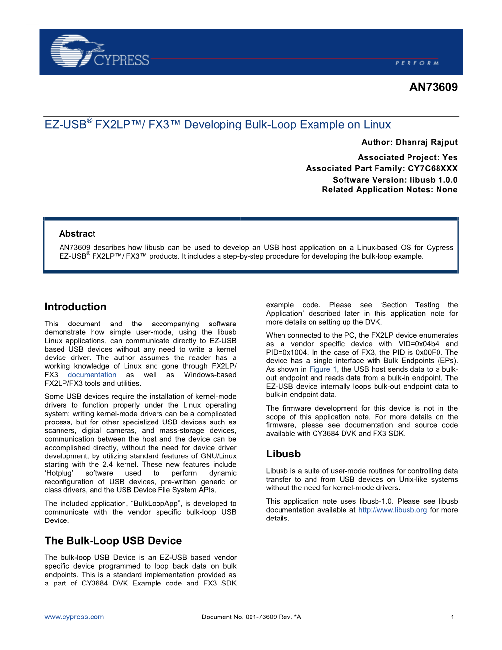 EZ-USB® FX2LP™ Developting Bulp-Loop Example on Linux