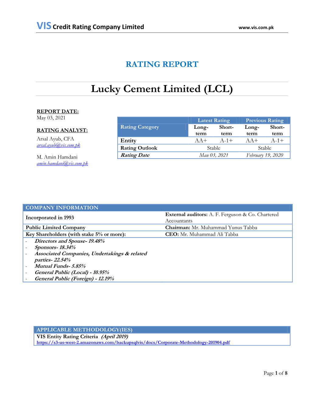 Lucky Cement Limited (LCL)