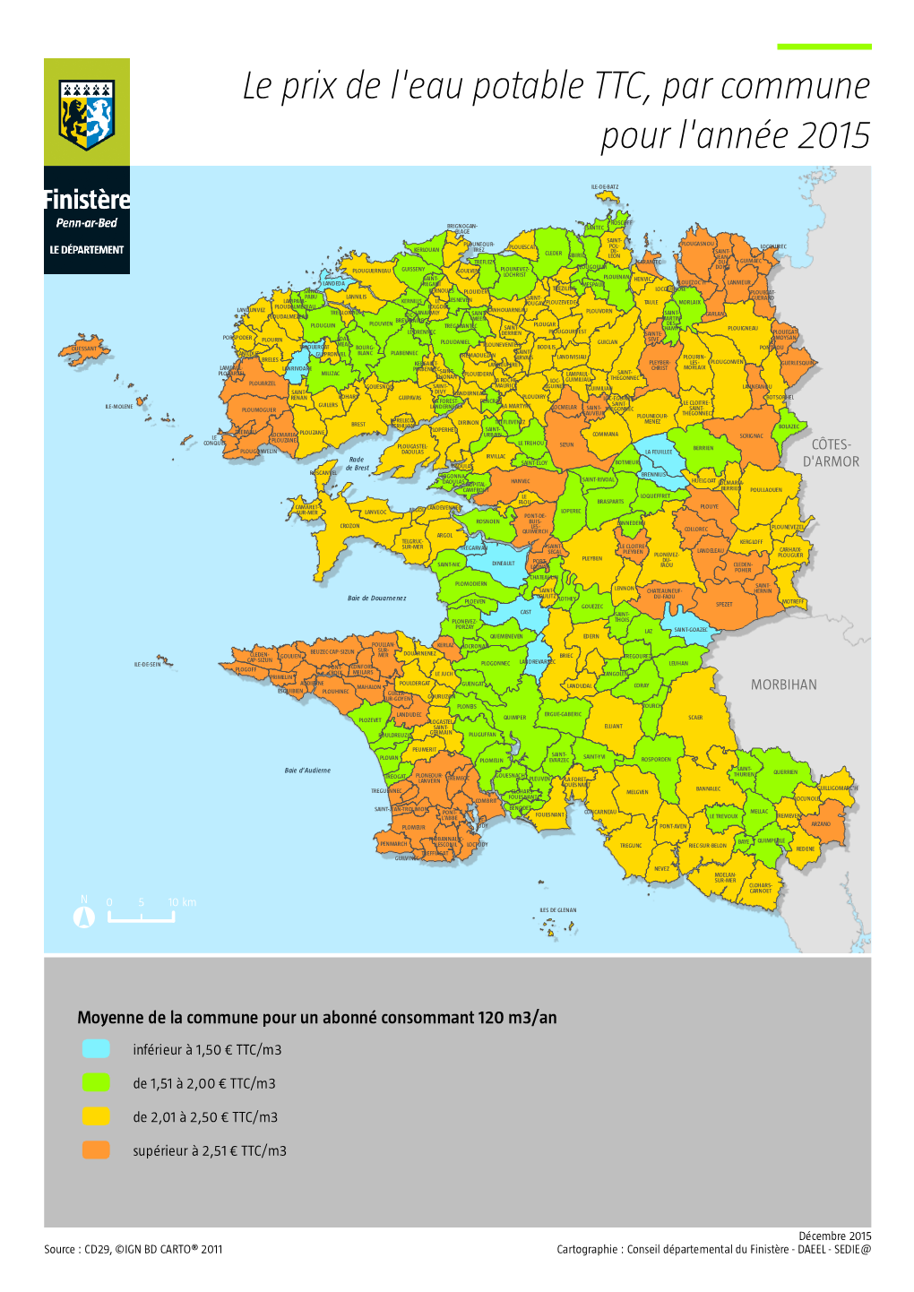 Le Prix De L'eau Potable TTC, Par Commune Pour L'année 2015