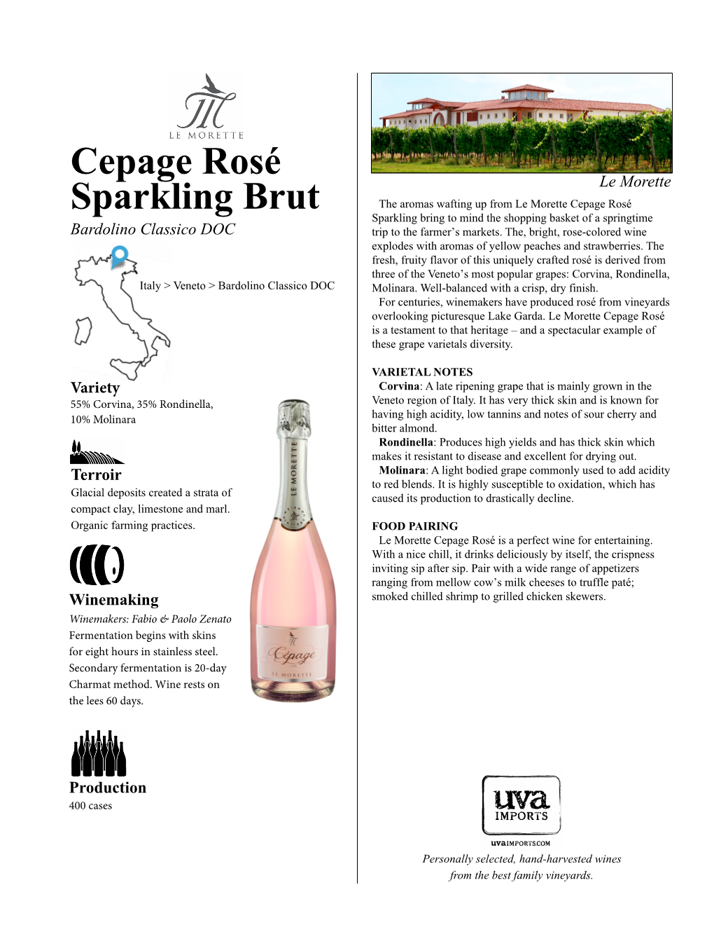 Cepage Rosé Sparkling Brut Sparkling Bring to Mind the Shopping Basket of a Springtime Bardolino Classico DOC Trip to the Farmer’S Markets