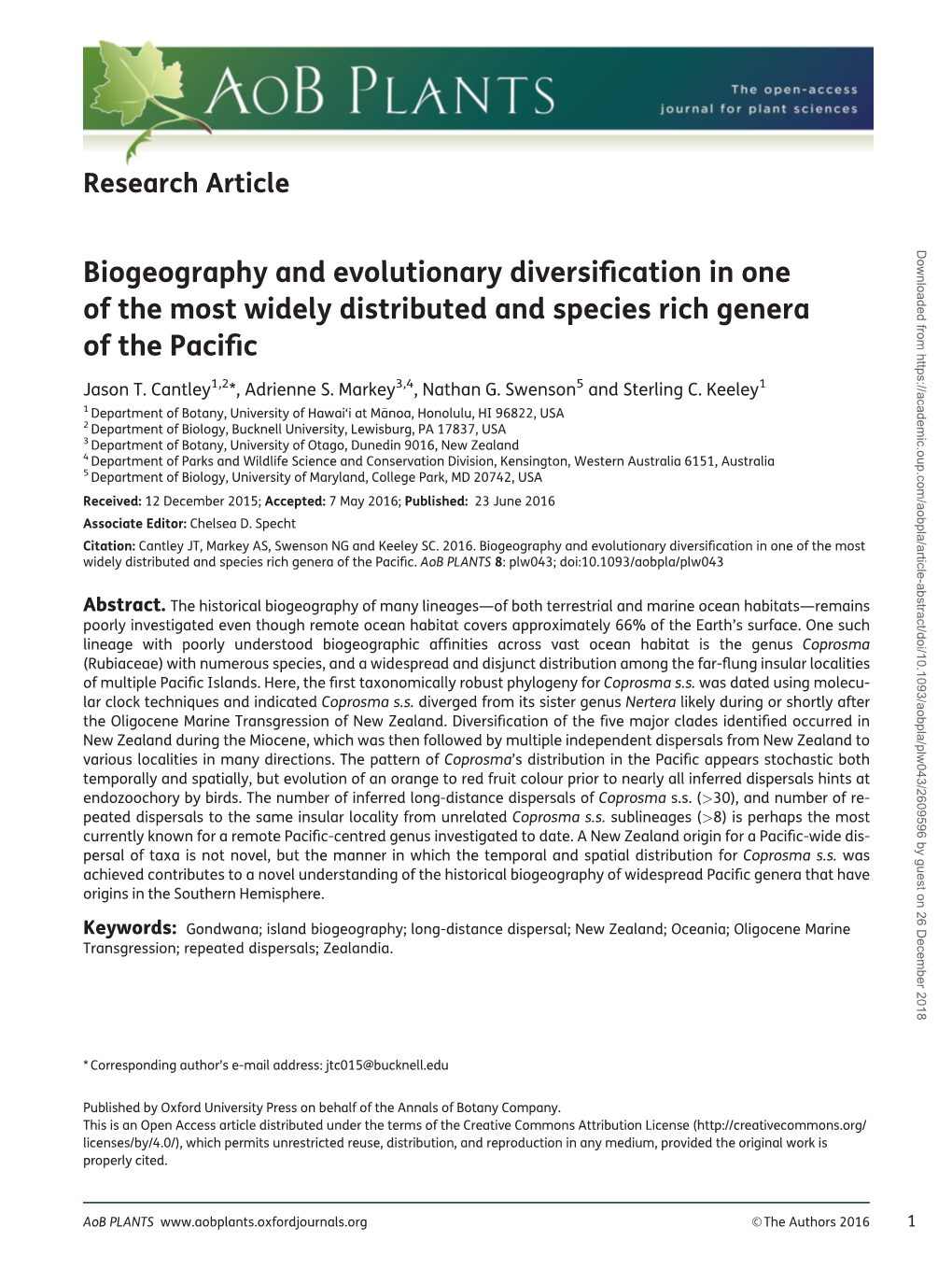 Biogeography and Evolutionary Diversification in One of the Most