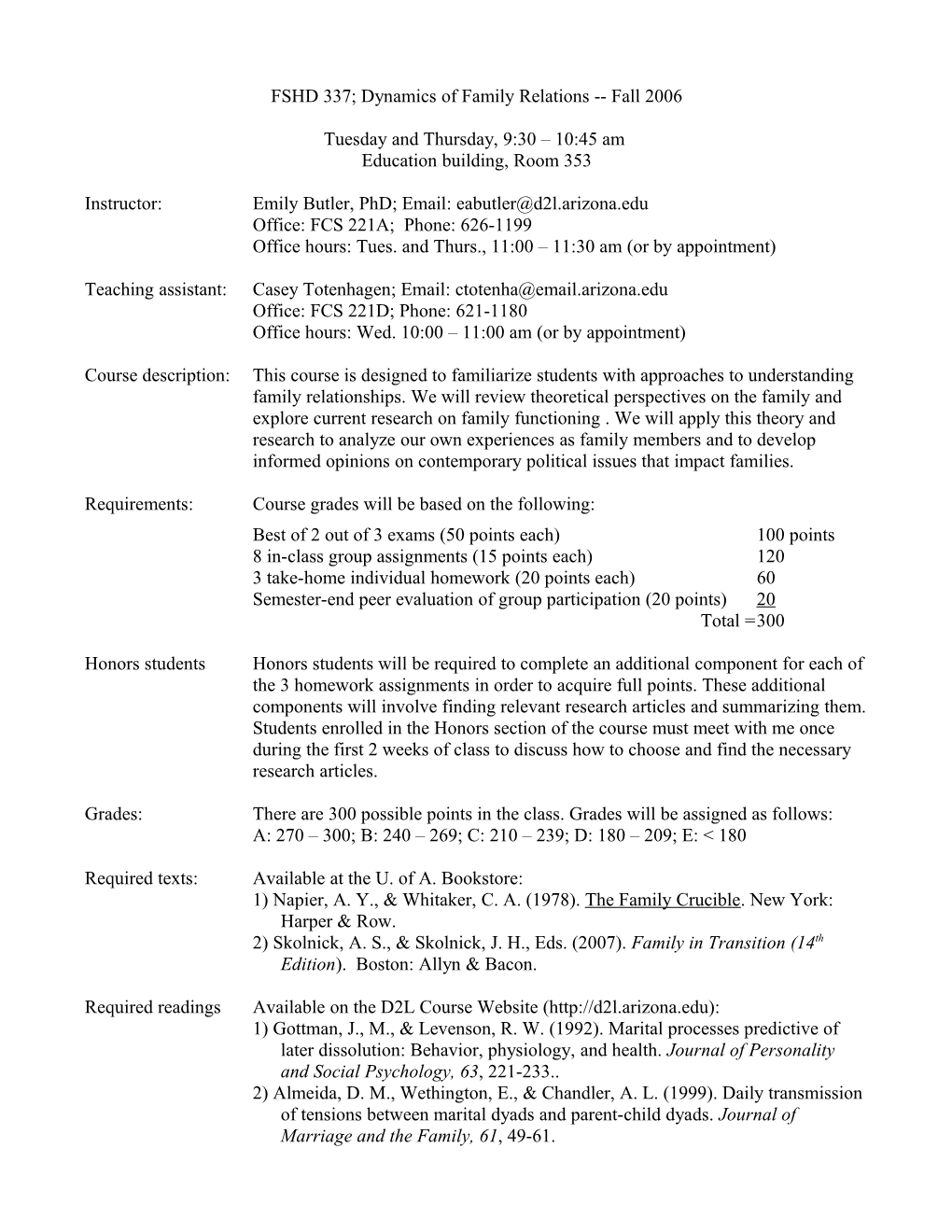 FSHD 337; Dynamics of Family Relations