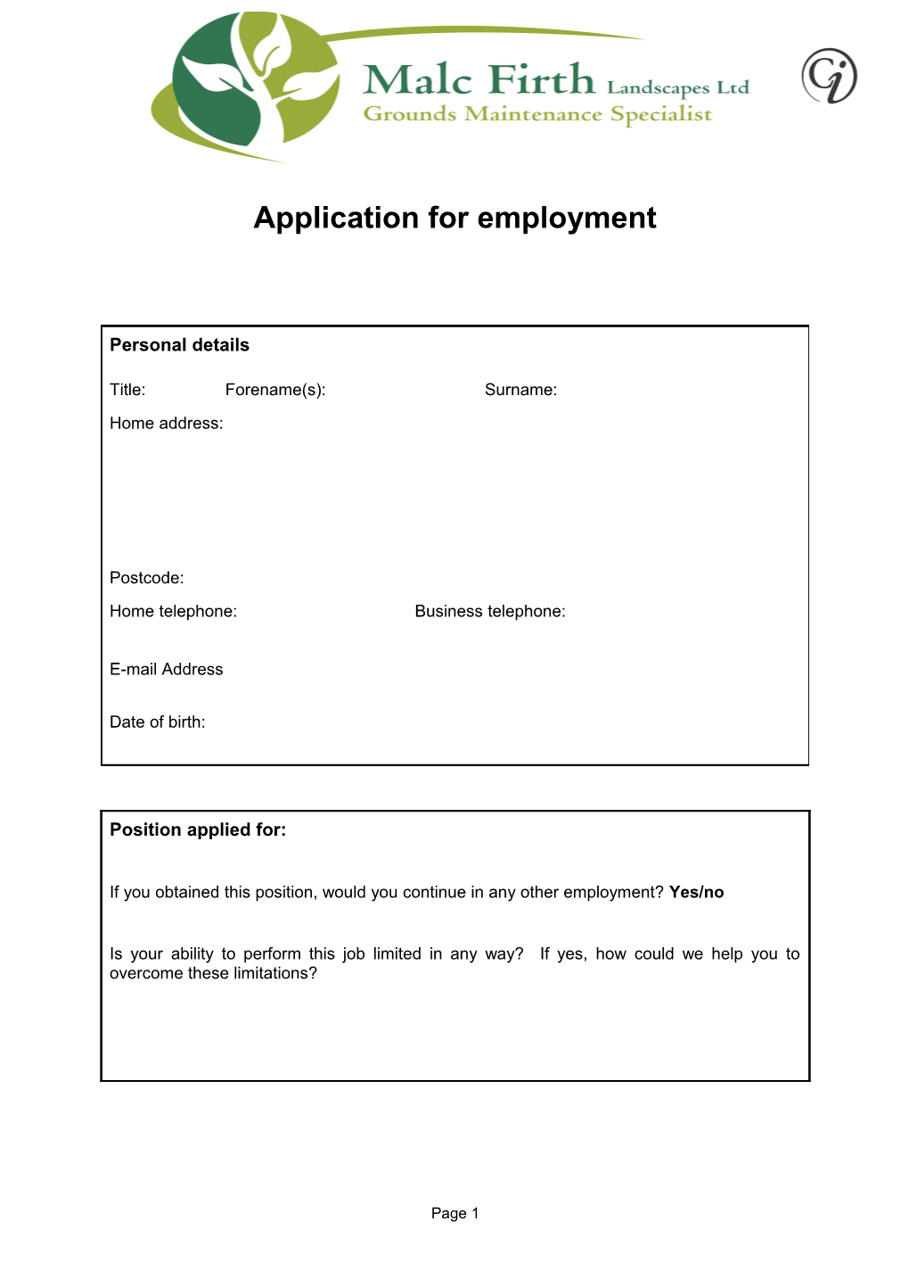 Application for Employment s40