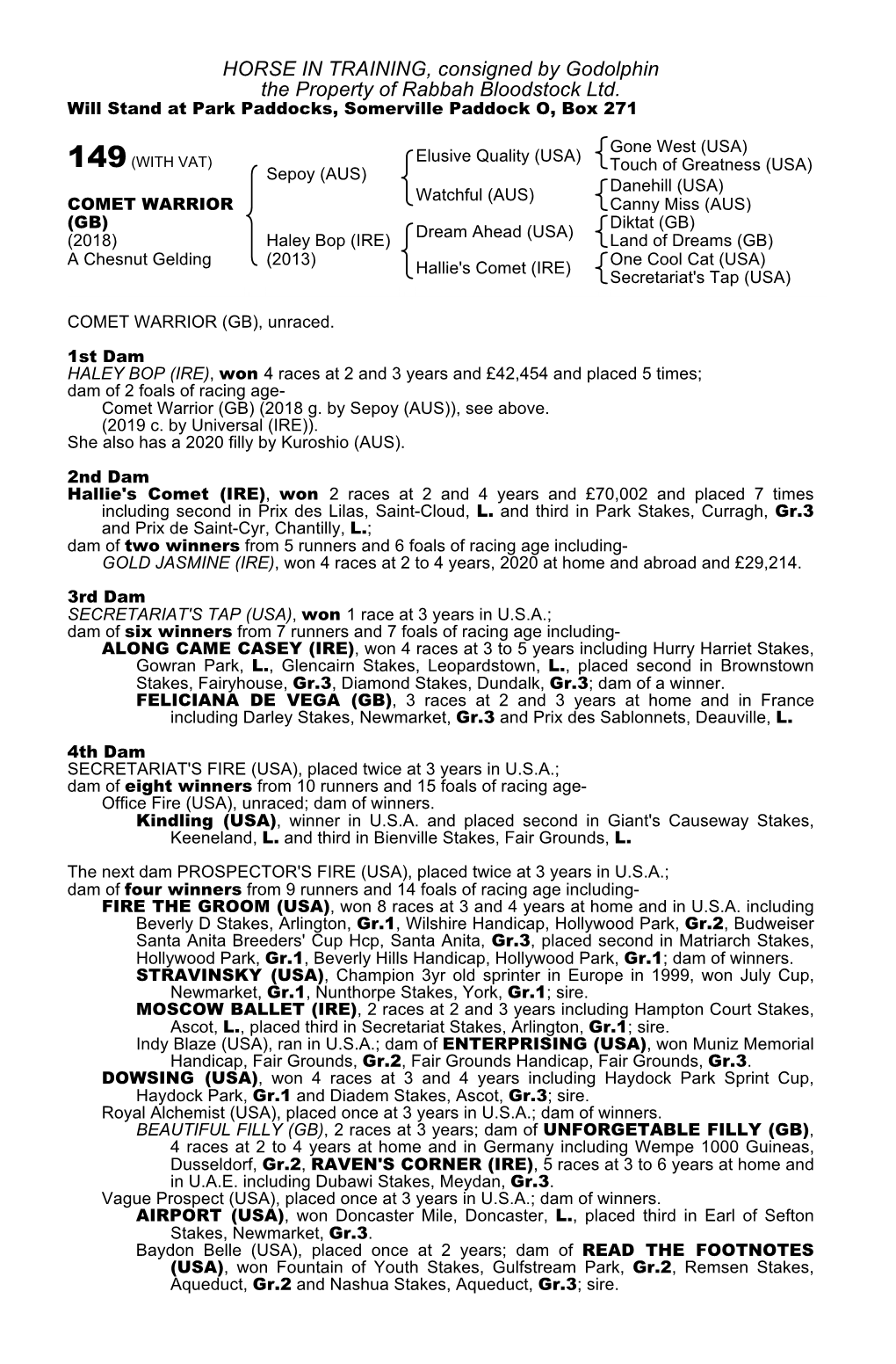 HORSE in TRAINING, Consigned by Godolphin the Property of Rabbah Bloodstock Ltd