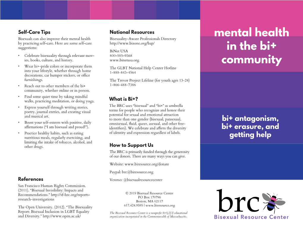 Mental Health in the Bi+ Community