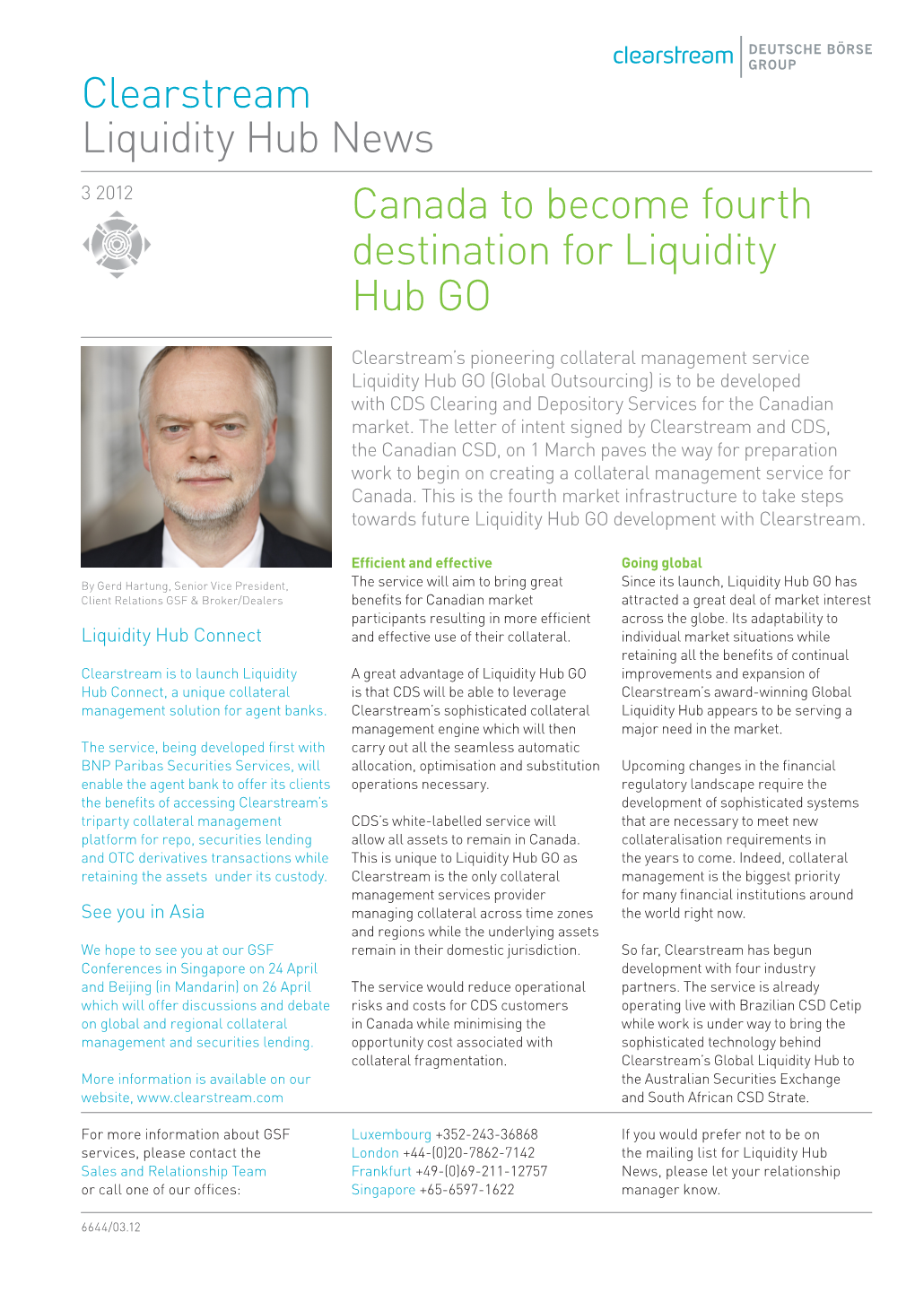 Clearstream Liquidity Hub News Canada to Become Fourth