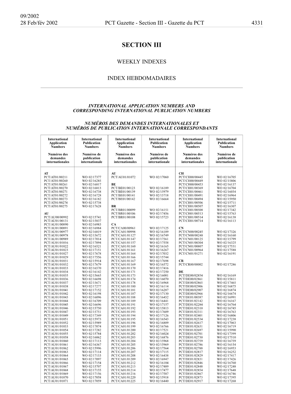 PCT Gazette, Weekly Issue No. 9, 2002