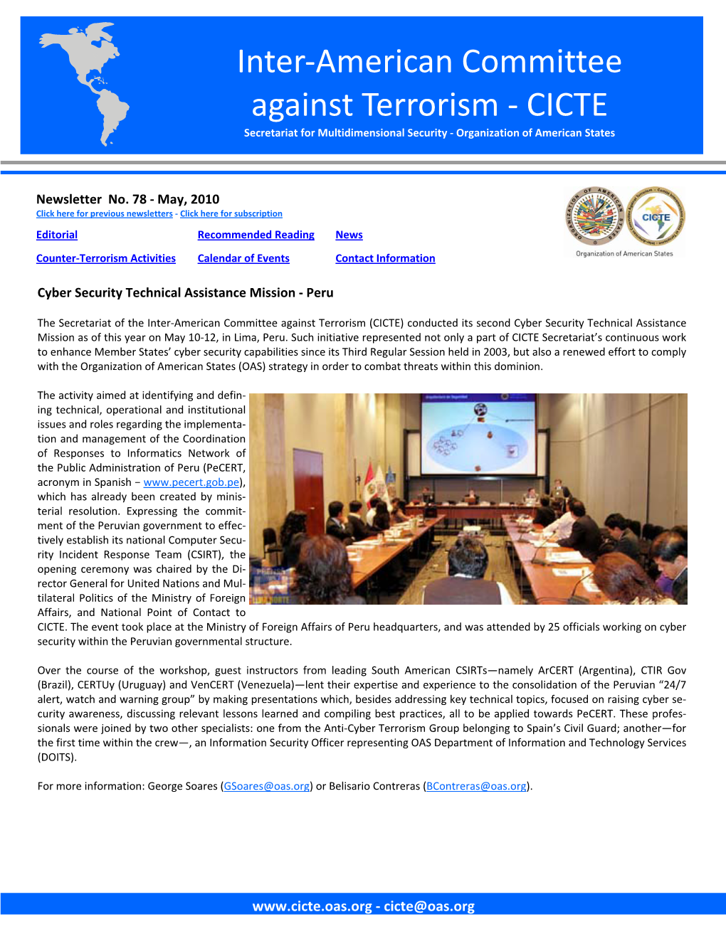 Cyber Security Technical Assistance Mission ‐ Peru