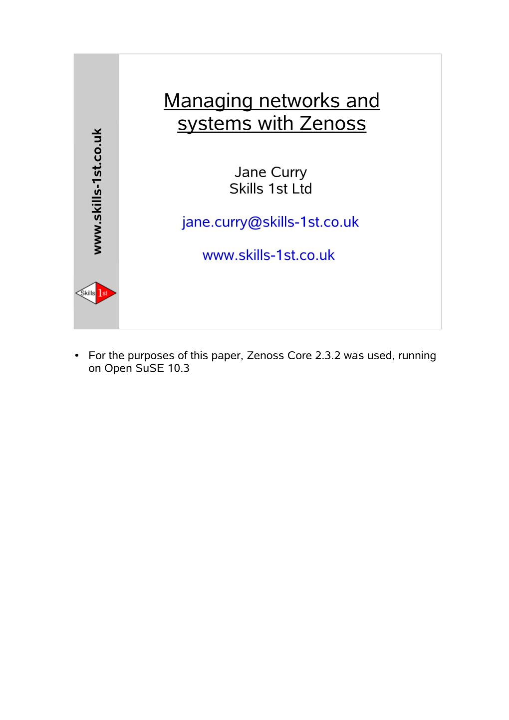 Managing Networks and S Stems with Zenoss