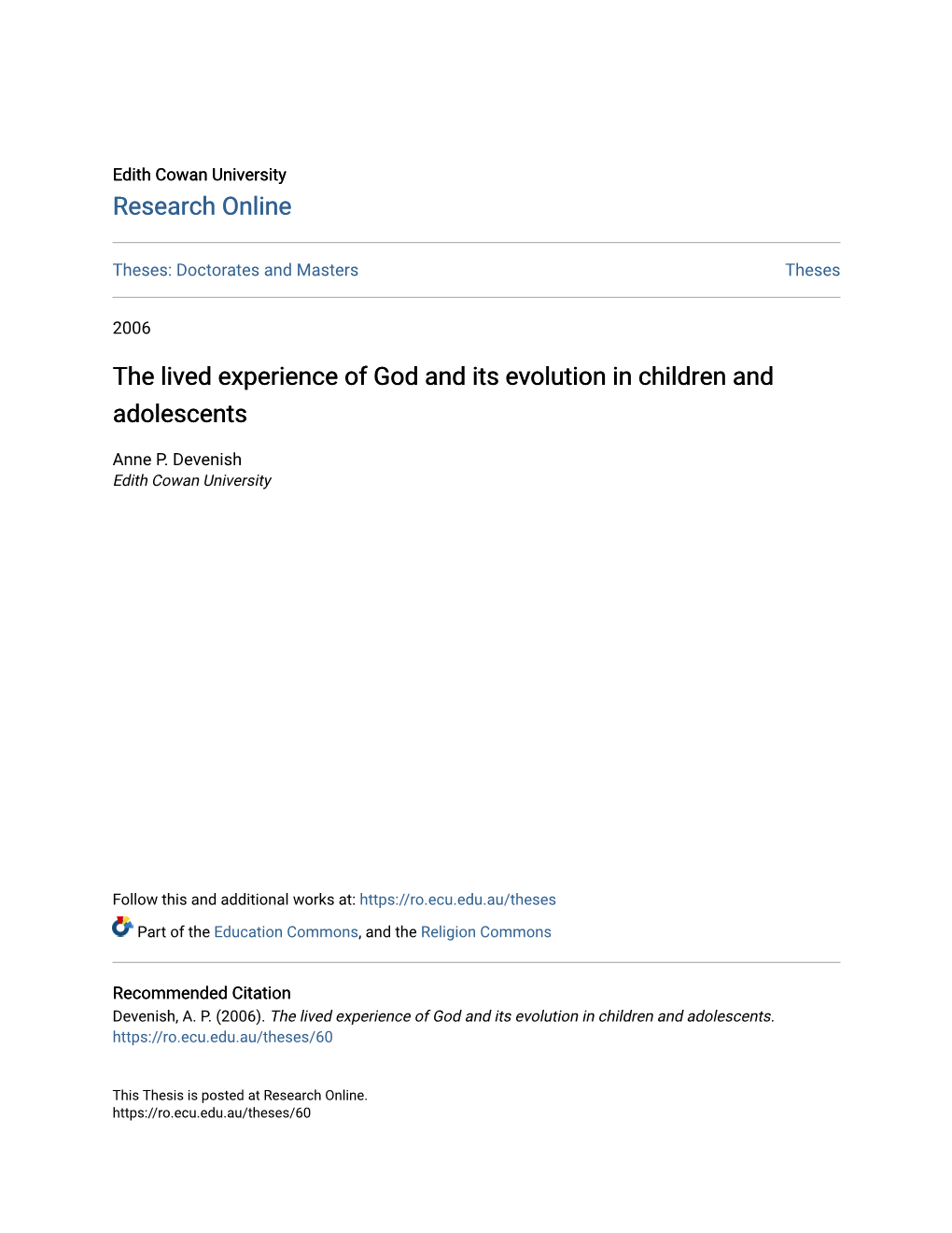 The Lived Experience of God and Its Evolution in Children and Adolescents