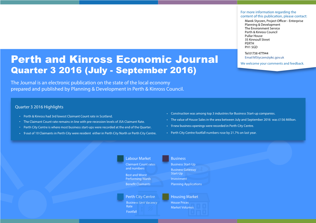 Perth and Kinross Economic Journal We Welcome Your Comments and Feedback