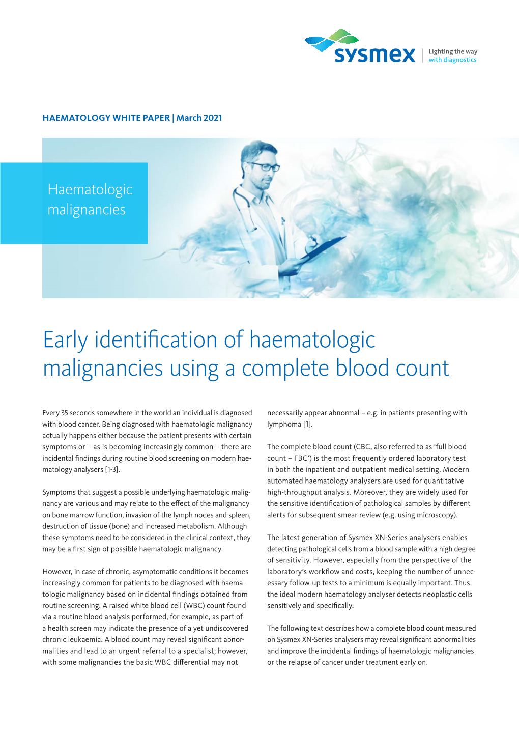 Early Identification of Haematologic Malignancies Using a Complete Blood Count