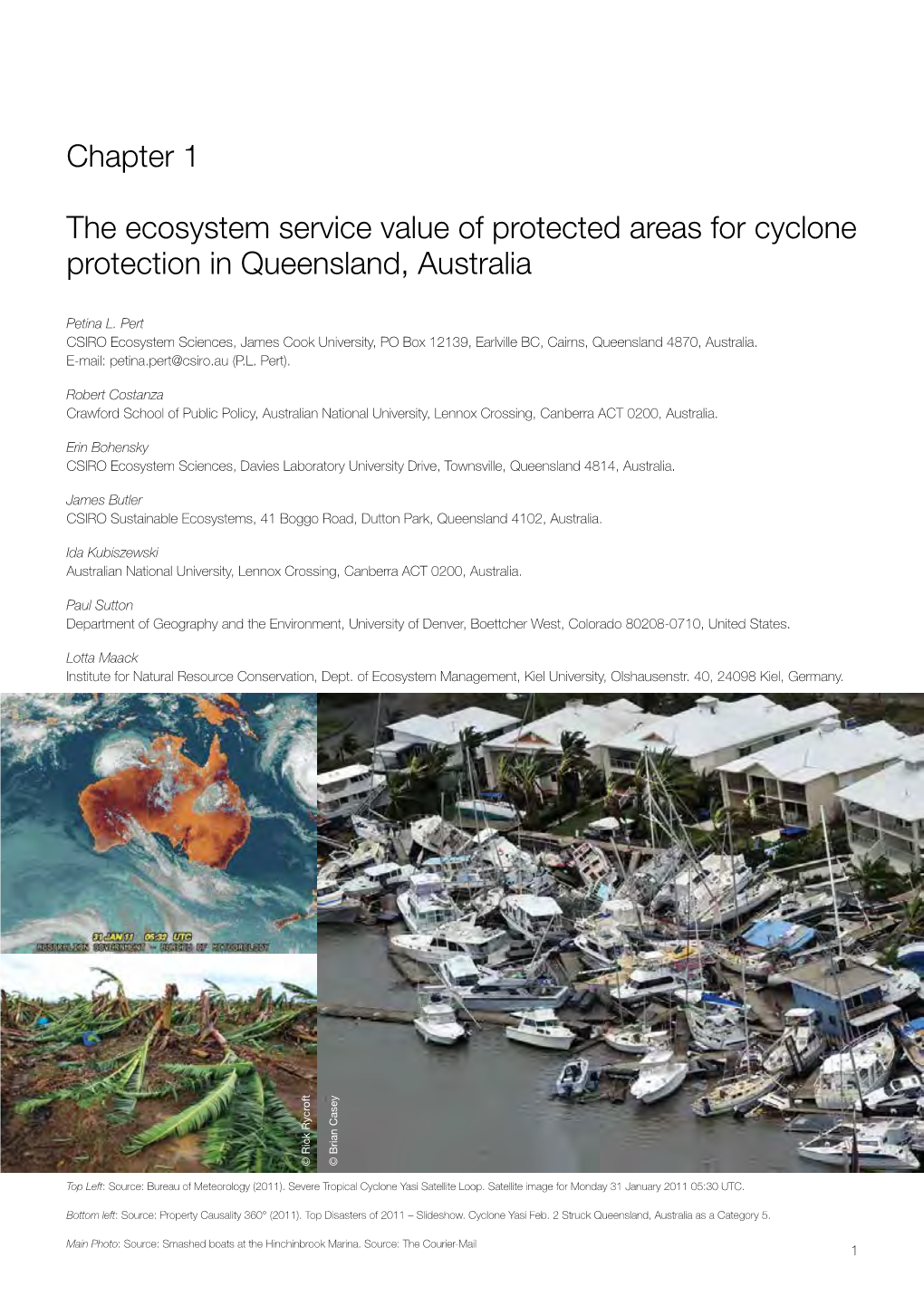 The Ecosystem Service Value of Protected Areas for Cyclone Protection in Queensland, Australia