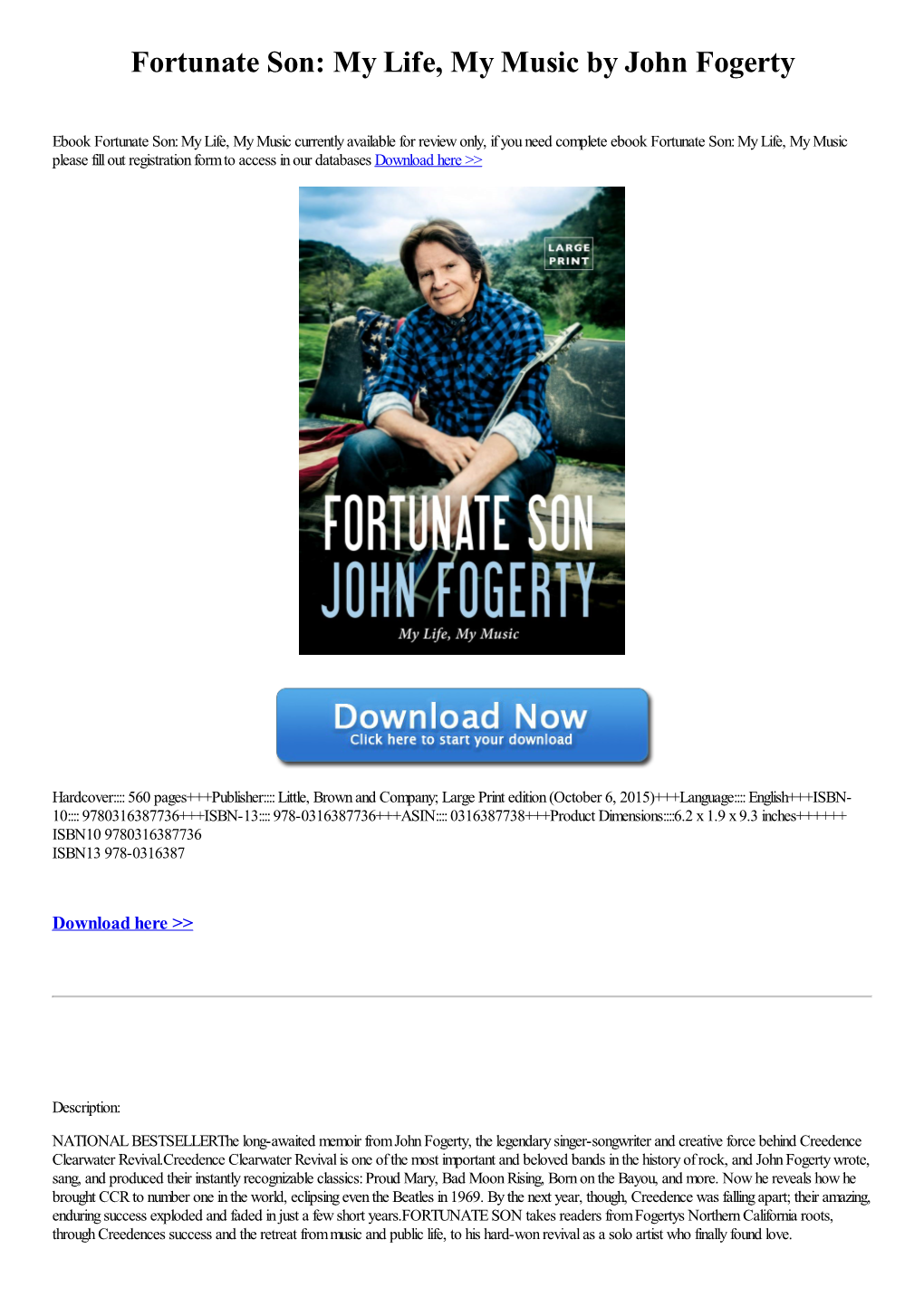 Fortunate Son: My Life, My Music by John Fogerty