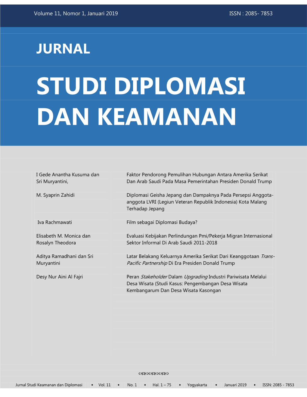 Jurnal Studi Diplomasi Dan Keamanan