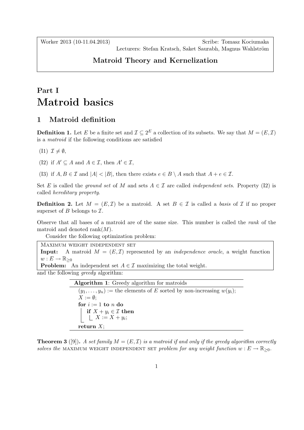 Matroid Basics