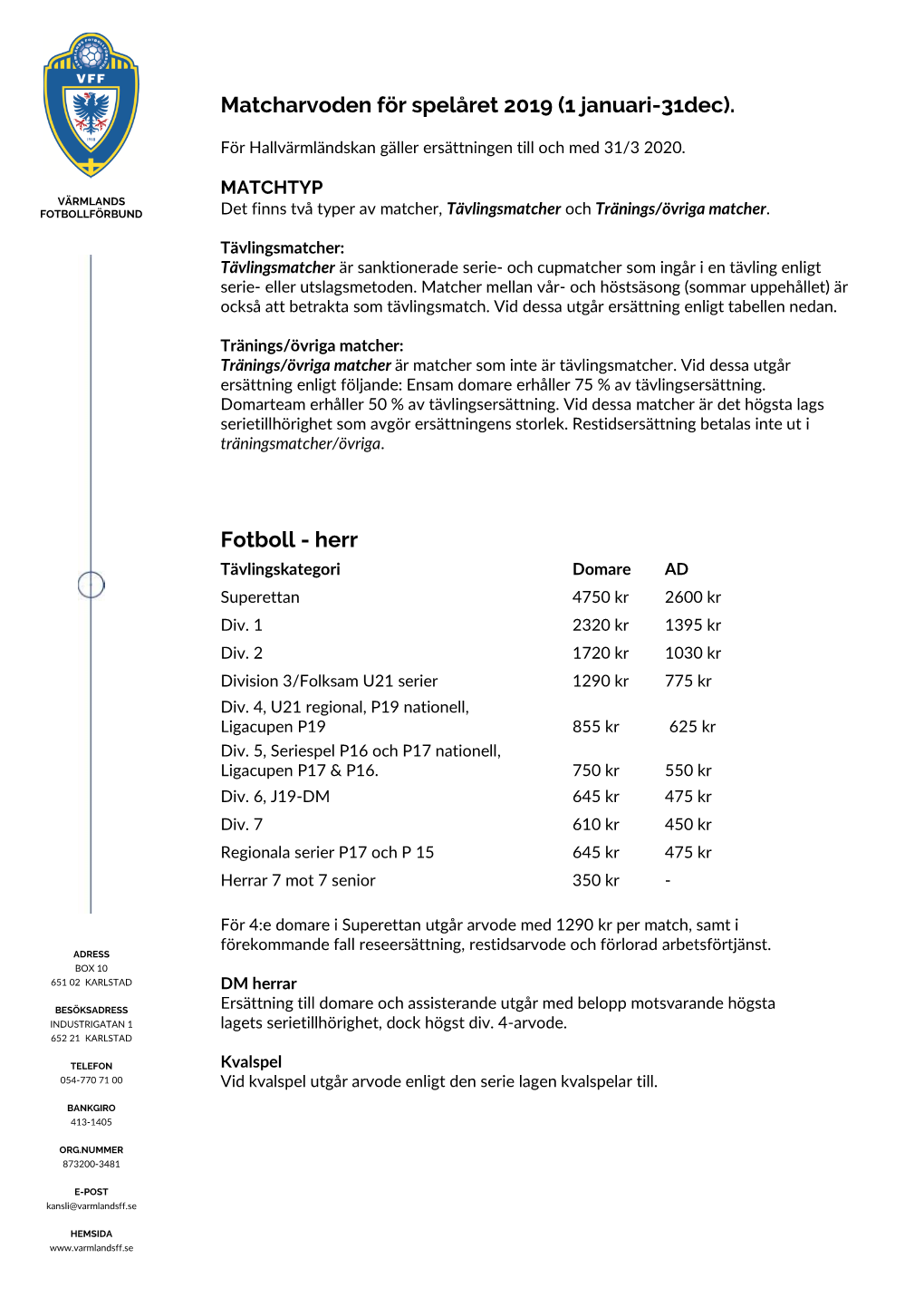 FOTBOLLFÖRBUND Det Finns Två Typer Av Matcher, Tävlingsmatcher Och Tränings/Övriga Matcher