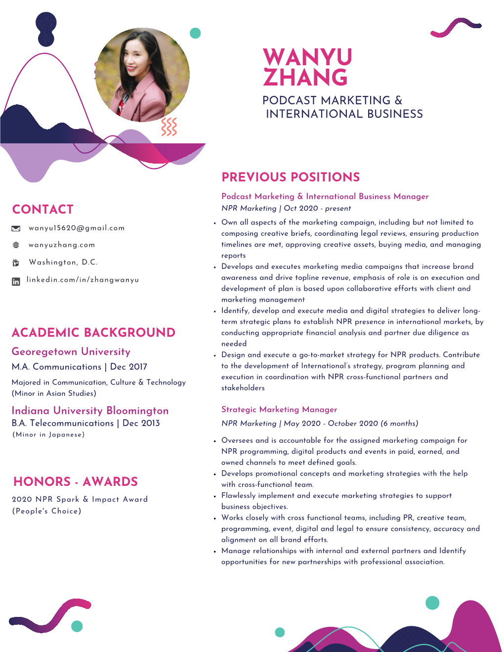 Wanyu Zhang Resume