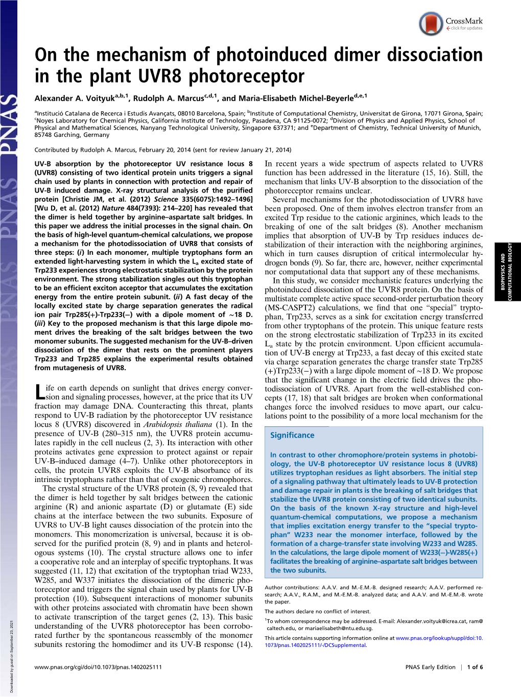 On the Mechanism of Photoinduced Dimer Dissociation in the Plant UVR8 Photoreceptor