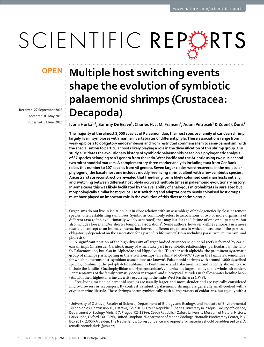 Multiple Host Switching Events Shape the Evolution of Symbiotic