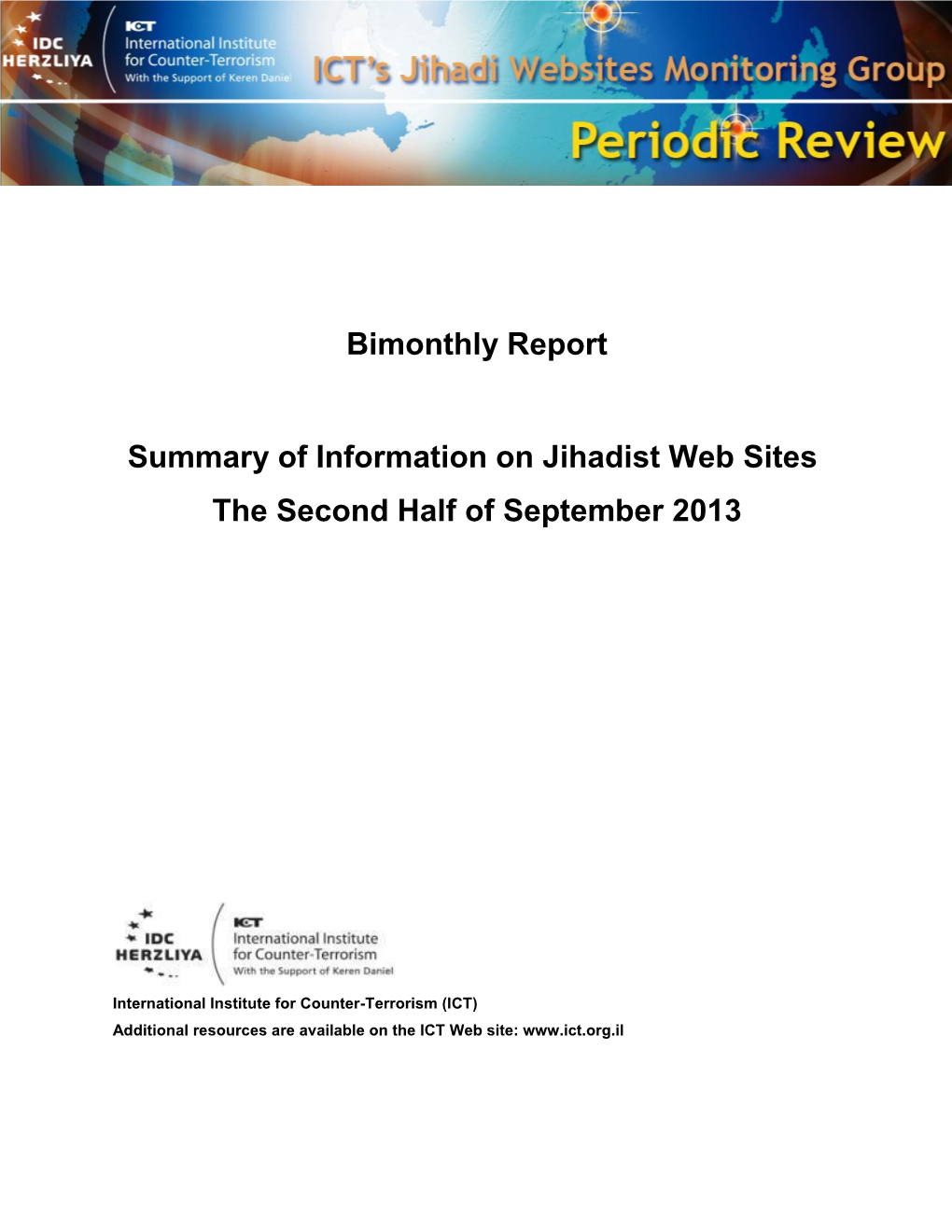 Bimonthly Report Summary of Information on Jihadist Web Sites