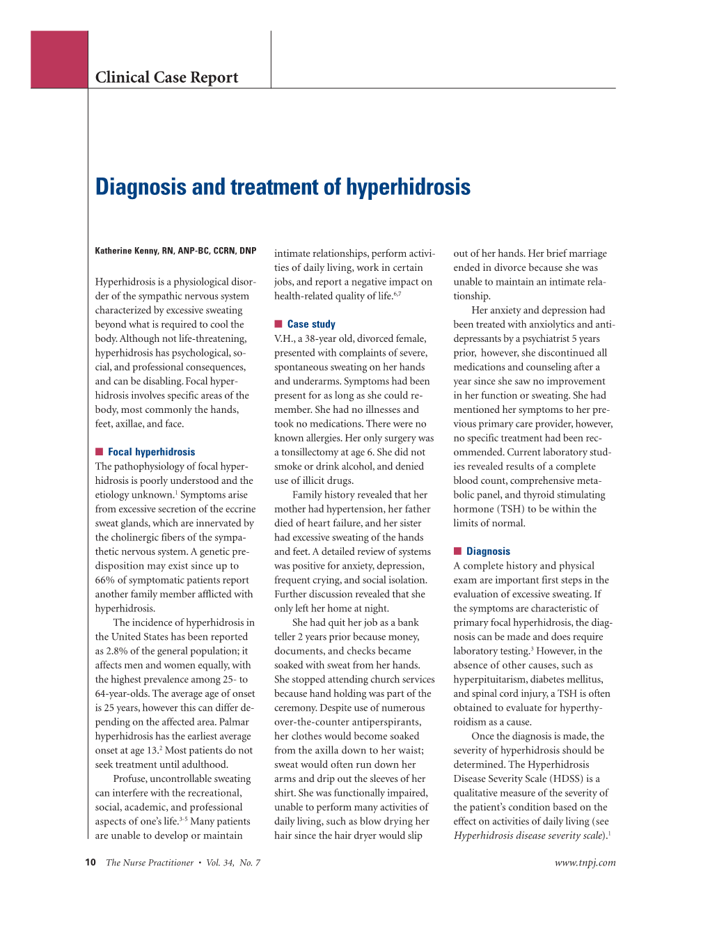 Diagnosis and Treatment of Hyperhidrosis