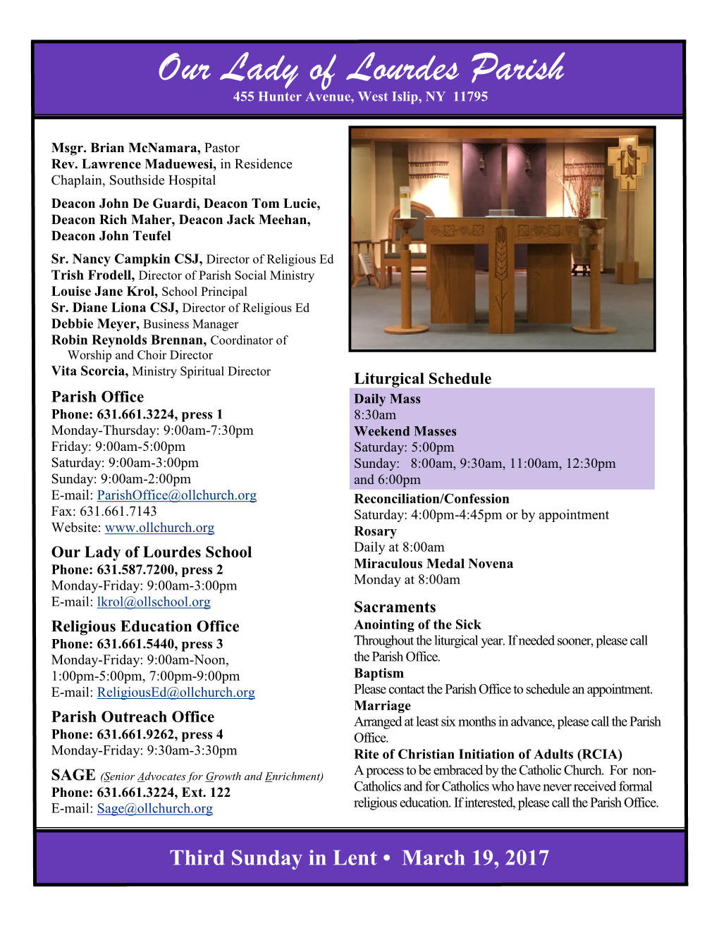 Rcia, Ministry Spiritual Director Liturgical Schedule