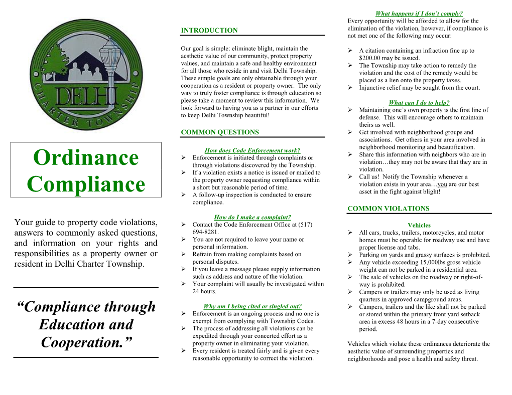 Ordinance Compliance Bureau Brochure (PDF)